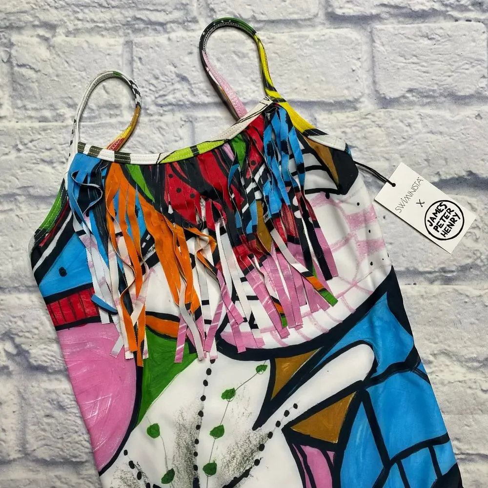 Swiminista x James Peter Henry Artistic Fringe Swimsuit in Sydney Print